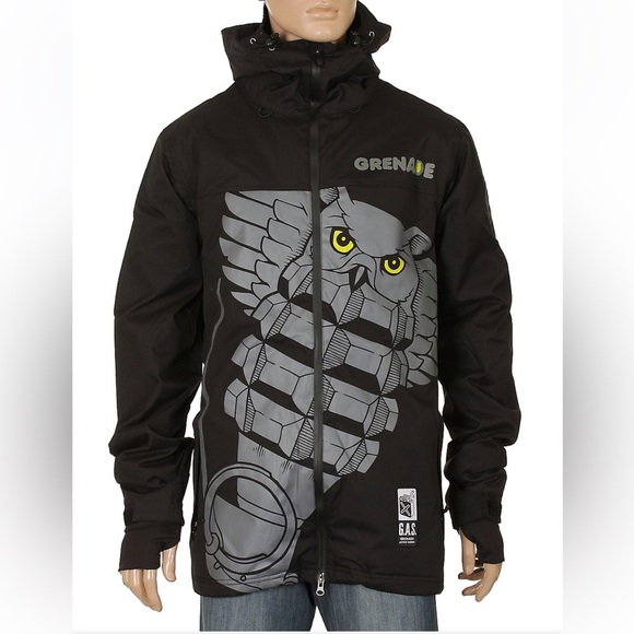 Grenade Fatigue Project Ski Jacket Men Medium Black Snowboard Hooded Snow Parka - Picture 1 of 14